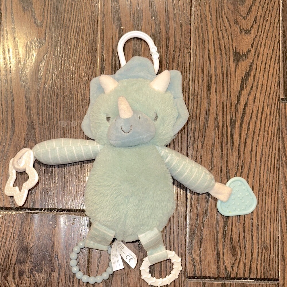 Plush Dinosaur Toy with Teether - Green - Picture 2 of 5